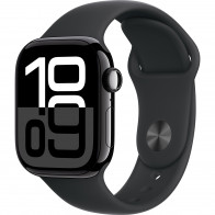 Apple Watch Series 10 42mm (GPS) Jet Black Aluminium Case with Black Sport Band - Size S/M (MWWE3)