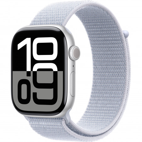 Apple Watch Series 10 46mm (GPS) Silver Aluminium Case with Blue Cloud Sport Loop (MWWN3)
