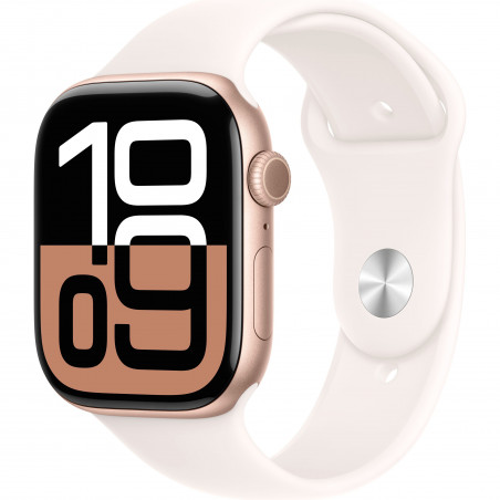 Apple Watch Series 10 46mm (GPS) Rose Gold Aluminium Case with Light Blush Sport Band - S/M (MWWT3)