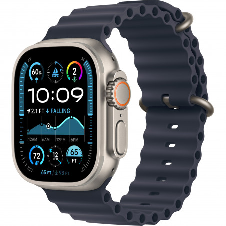 Apple Watch Ultra 2 (2024) 49mm (GPS+LTE) Natural Titanium Case with Navy Ocean Band (MX4D3)