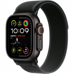Apple Watch Ultra 2 (2024) 49mm (GPS+LTE) Black Titanium Case with Black Trail Loop – S/M (MX4U3)