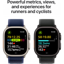 Apple Watch Ultra 2 (2024) 49mm (GPS+LTE) Black Titanium Case with Black Trail Loop – S/M (MX4U3)