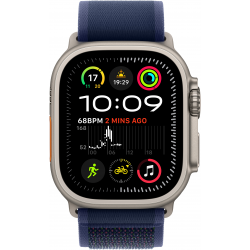 Apple Watch Ultra 2 (2024) 49mm (GPS+LTE) Natural Titanium Case with Blue Trail Loop – M/L (MX4L3)