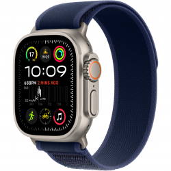 Apple Watch Ultra 2 (2024) 49mm (GPS+LTE) Natural Titanium Case with Blue Trail Loop – M/L (MX4L3)