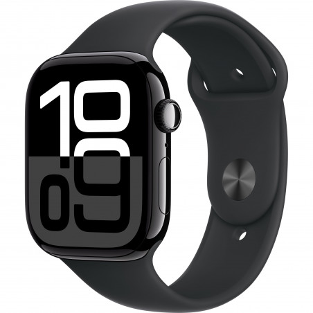 Apple Watch Series 10 46mm (GPS) Jet Black Aluminium Case with Black Sport Band - Size S/M (MWWP3QH/A)