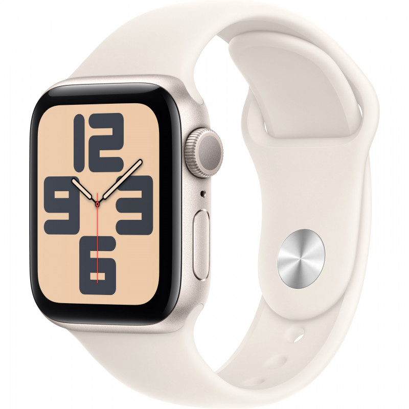 Apple Watch SE 2024 40mm (GPS) Starlight Aluminum Case with Starlight Sport Band - S/M (MXEF3QH/A)