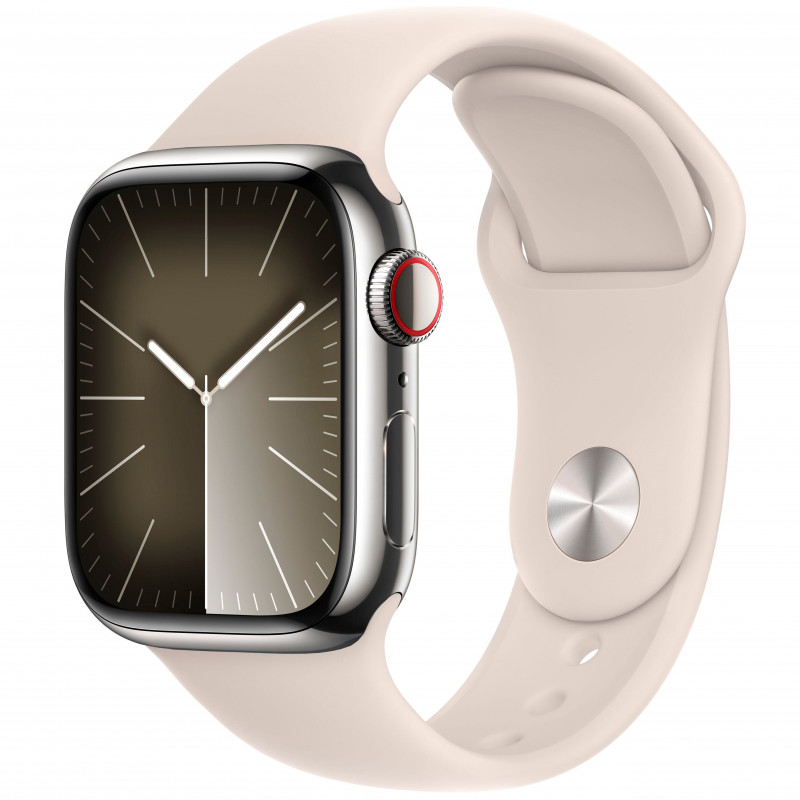 Apple Watch Series 9 41mm (GPS+LTE) Silver Stainless Steel Case with Starlight Sport Band - Size S/M (MT2U3,MRQ13) Apple Watch Series 9 41mm (GPS+LTE) Silver Stainless Steel Case with Starlight Sport Band - Size S/M (MT2U3,MRQ13)