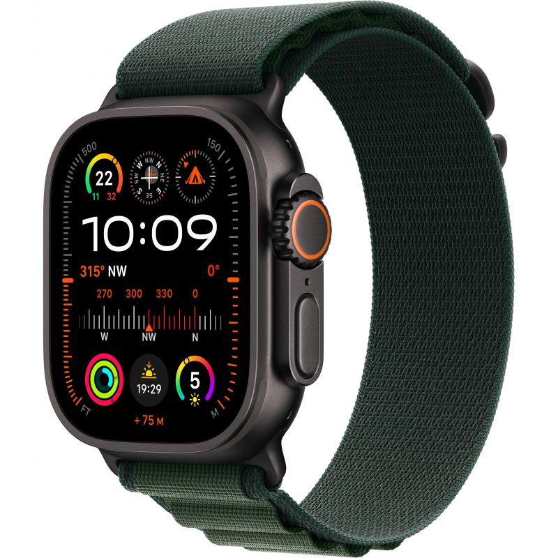Apple Watch Ultra 2 (2024) 49mm (GPS+LTE) Black Titanium Case with Dark Green Alpine Loop - Medium (MX4R3UL/A) Apple Watch Ultra 2 (2024) 49mm (GPS+LTE) Black Titanium Case with Dark Green Alpine Loop - Medium (MX4R3UL/A)
