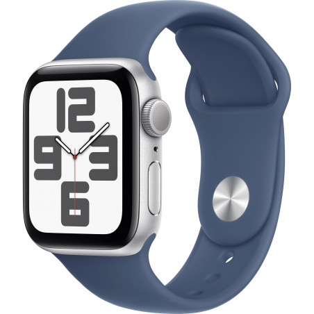 Apple Watch SE 2024 40mm (GPS) Silver Aluminum Case with Denim Sport Band - M/L (MXED3QH/A)
