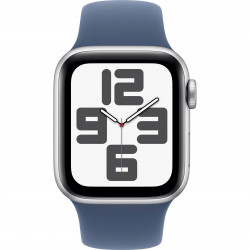 Apple Watch SE 2024 40mm (GPS) Silver Aluminum Case w. Denim Sport Band - M/L (MXED3QH/A)