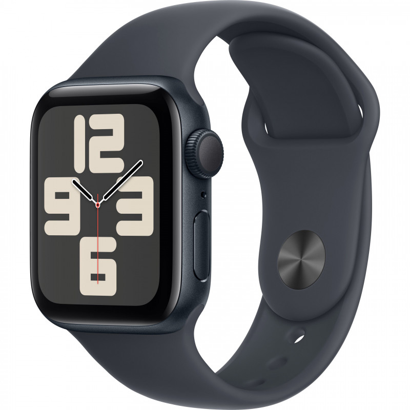 Apple Watch SE 2024 40mm (GPS) Midnight Aluminum Case with Midnight Sport Band - M/L (MXE93QH/A)