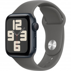 Apple Watch SE 2022 40mm (GPS) Midnight Aluminum Case w. Stone Gray Sport Band - Size M/L (MA9A4,MAXG4)