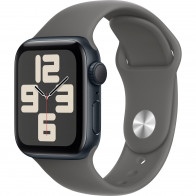 Apple Watch SE 2022 40mm (GPS) Midnight Aluminum Case with Stone Gray Sport Band - Size M/L (MA9A4,MAXG4)