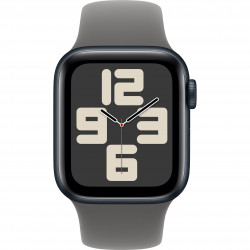 Apple Watch SE 2022 40mm (GPS) Midnight Aluminum Case with Stone Gray Sport Band - Size M/L (MA9A4,MAXG4)