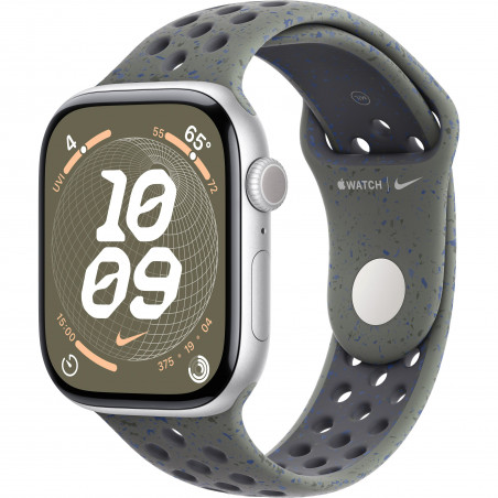 Apple Watch Series 10 46mm (GPS) Silver Aluminium Case with Cargo Khaki Nike Sport Band - M/L (MYLD3, MWX03)