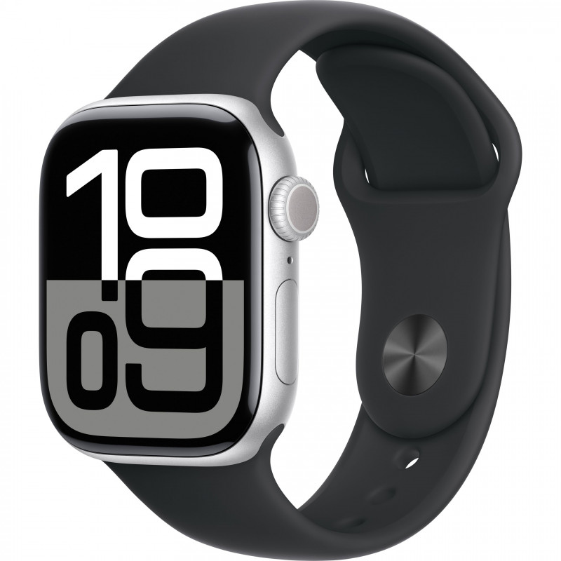 Apple Watch Series 10 42mm (GPS) Silver Aluminium Case with Black Sport Band - M/L (MXLK3, MWWW3) Apple Watch Series 10 42mm (GPS) Silver Aluminium Case with Black Sport Band - M/L (MXLK3, MWWW3)