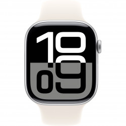 Apple Watch Series 10 46mm (GPS) Silver Aluminium Case with Starlight Sport Band - M/L (MXM73, MWX03)