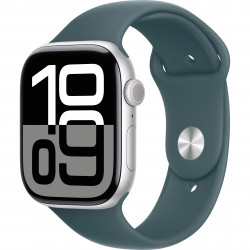 Apple Watch Series 10 46mm (GPS) Silver Aluminium Case with Lake Green Sport Band - M/L (MXLR3, MWX03)