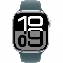 Apple Watch Series 10 46mm (GPS) Silver Aluminium Case with Lake Green Sport Band - M/L (MXLR3, MWX03)