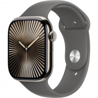Apple Watch Series 10 46mm (GPS+LTE) Natural Titanium Case with Stone Grey Sport Band - S/M (MWY93)