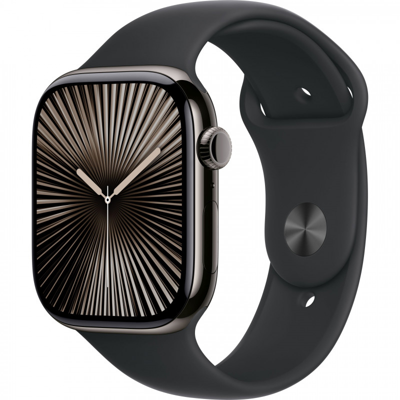 Apple Watch Series 10 46mm (GPS+LTE) Slate Titanium Case with Black Sport Band - S/M (MWYD3) Apple Watch Series 10 46mm (GPS+LTE) Slate Titanium Case with Black Sport Band - S/M (MWYD3)