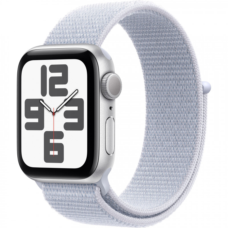 Apple Watch SE 2024 40mm (GPS) Silver Aluminum Case with Blue Cloud Sport Loop (MXEE3)