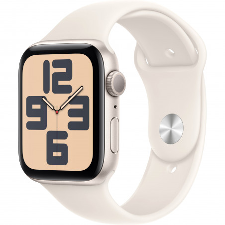 Apple Watch SE 2024 44mm (GPS) Starlight Aluminum Case w. Starlight Sport Band - M/L (MXEV3)