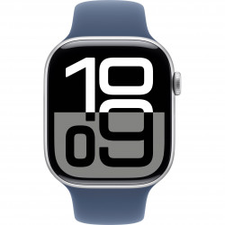 Apple Watch Series 10 46mm (GPS+LTE) Silver Aluminum Case with Denim Sport Band - S/M (MWY03))