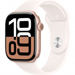Apple Watch Series 10 46mm (GPS+LTE) Rose Gold Aluminium Case with Light Blush Sport Band - S/M (MWY63)