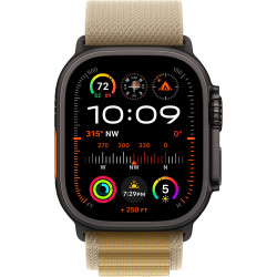 Apple Watch Ultra 2 (2024) 49mm (GPS+LTE) Black Titanium Case with Tan Alpine Loop - Medium (MYQ13, MYTF3)