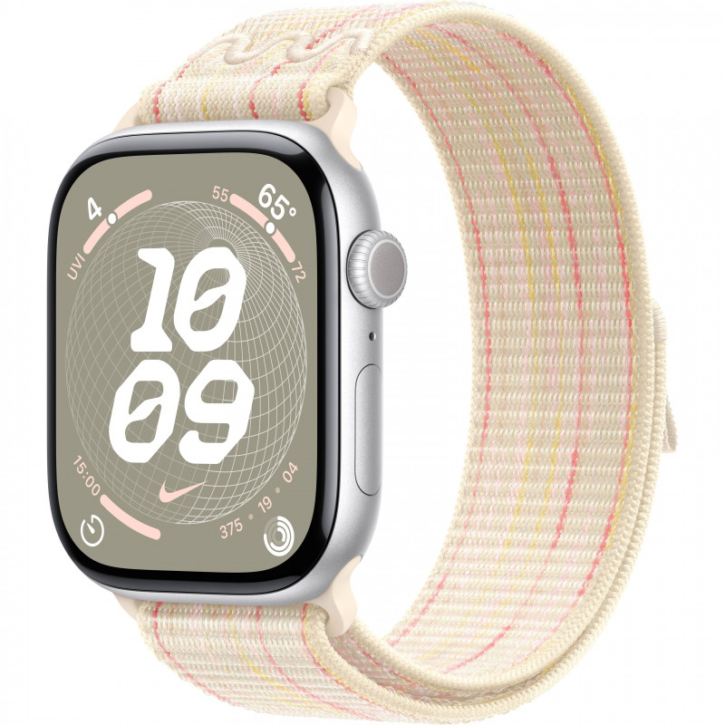 Apple Watch Series 10 46mm (GPS) Silver Aluminium Case with Starlight/Pink Nike Sport Loop (MYJE3, MWX03) Apple Watch Series 10 46mm (GPS) Silver Aluminium Case with Starlight/Pink Nike Sport Loop (MYJE3, MWX03)