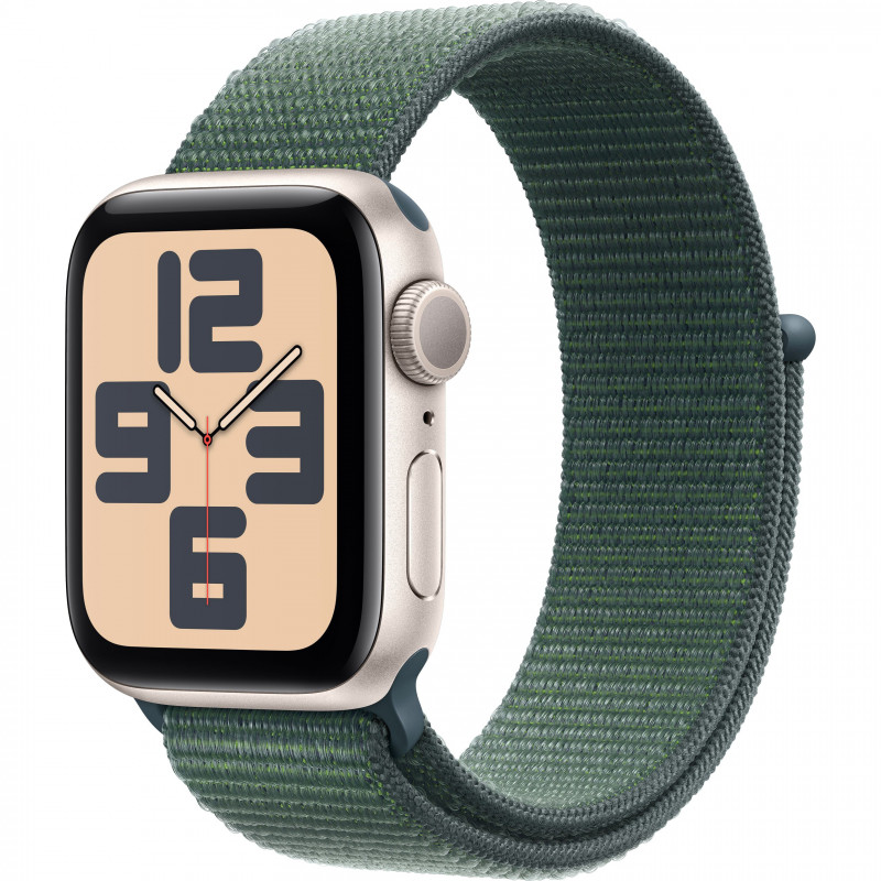 Apple Watch SE 2024 40mm (GPS) Starlight Aluminum Case with Lake Green Sport Loop (MXEH3)