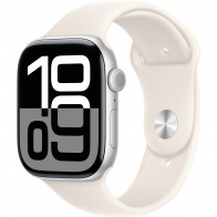 Apple Watch Series 10 46mm (GPS) Silver Aluminium Case with Starlight Sport Band - S/M (MXM63, MWX03)