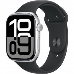 Apple Watch Series 10 46mm (GPS) Silver Aluminium Case with Black Sport Band - S/M (MXM23, MWX03)