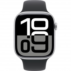 Apple Watch Series 10 46mm (GPS) Silver Aluminium Case with Black Sport Band - S/M (MXM23, MWX03)