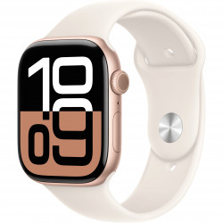 Apple Watch Series 10 46mm (GPS) Rose Gold Aluminium Case with Starlight Sport Band - M/L (MXM73, MWX23)
