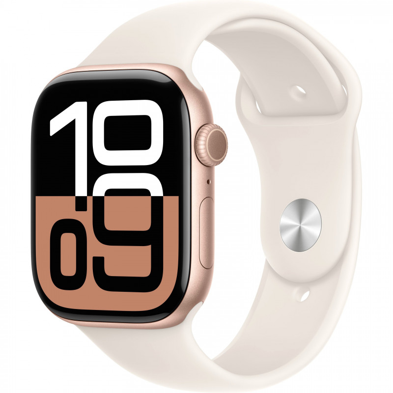 Apple Watch Series 10 46mm (GPS) Rose Gold Aluminium Case with Starlight Sport Band - M/L (MXM73, MWX23) Apple Watch Series 10 46mm (GPS) Rose Gold Aluminium Case with Starlight Sport Band - M/L (MXM73, MWX23)
