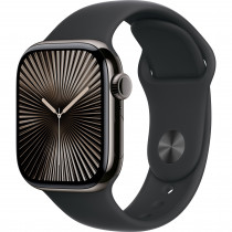 Apple Watch Series 10 42mm (GPS+LTE) Slate Titanium Case with Black Sport Band - M/L (MWXH3)