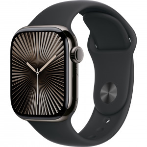Apple Watch Series 10 42mm (GPS+LTE) Slate Titanium Case with Black Sport Band - M/L (MWXH3)