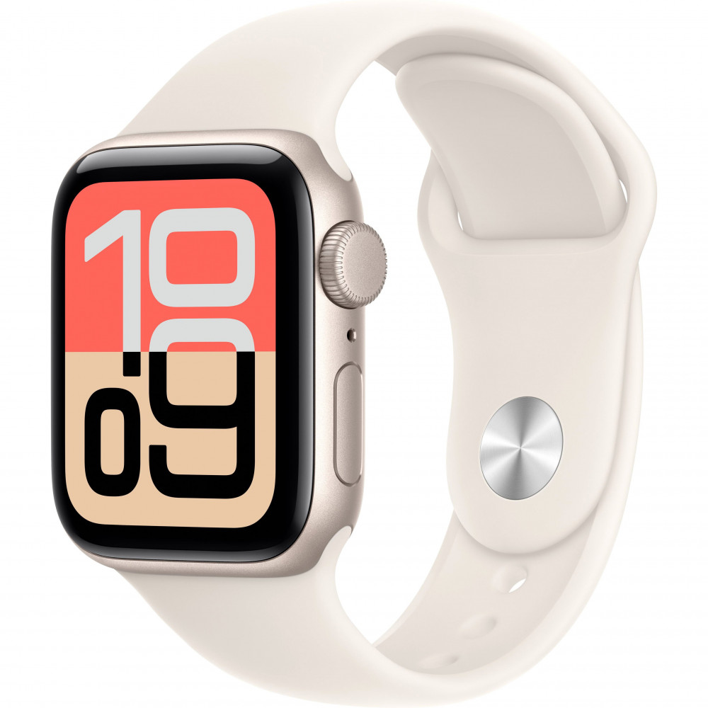 Apple Watch SE 3 40mm (GPS) Starlight Aluminium Case with Starlight Sport Band - S/M (MEH34) Apple Watch SE 3 40mm (GPS) Starlight Aluminium Case with Starlight Sport Band - S/M (MEH34)