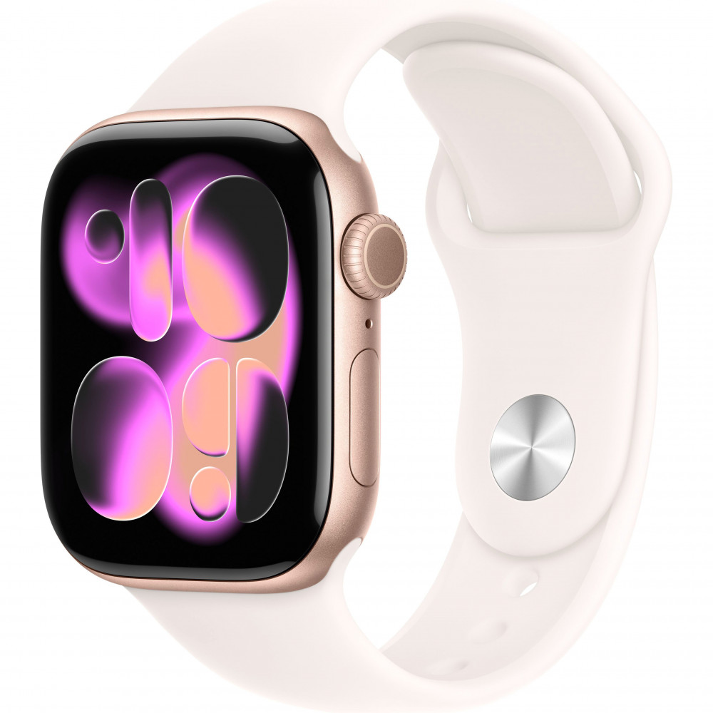 Apple Watch Series 11 42mm (GPS) Rose Gold Aluminium Case with Light Blush Sport Band - S/M (MEU04) Apple Watch Series 11 42mm (GPS) Rose Gold Aluminium Case with Light Blush Sport Band - S/M (MEU04)