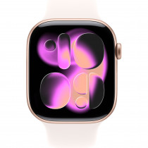 Apple Watch Series 11 46mm (GPS) Rose Gold Aluminium Case with Light Blush Sport Band - S/M (MEV64)