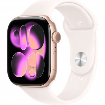 Apple Watch Series 11 46mm (GPS) Rose Gold Aluminium Case with Light Blush Sport Band - S/M (MEV64)