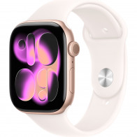 Apple Watch Series 11 46mm (GPS) Rose Gold Aluminium Case with Light Blush Sport Band - S/M (MEV64)